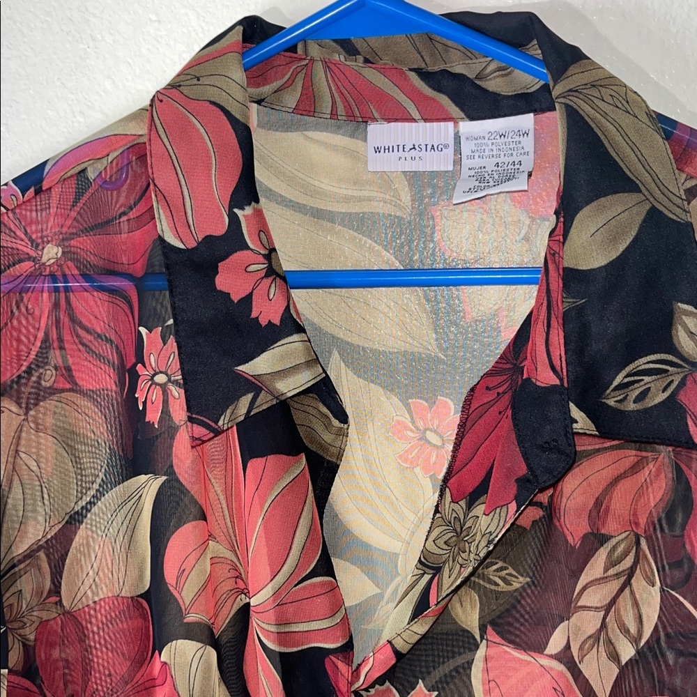 White Stag Multicolor Sheer Floral Blouse - Picture 3 of 5